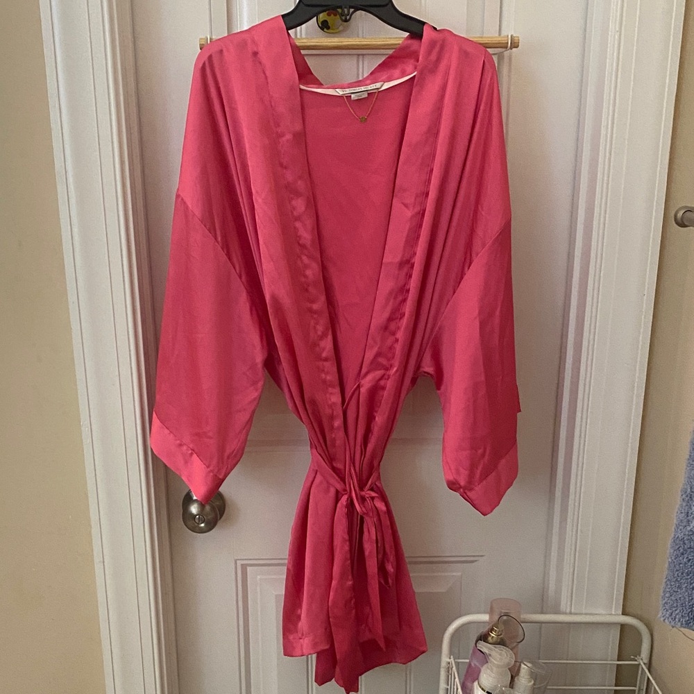Victoria's Secret Vibrant Pink Satin Robe